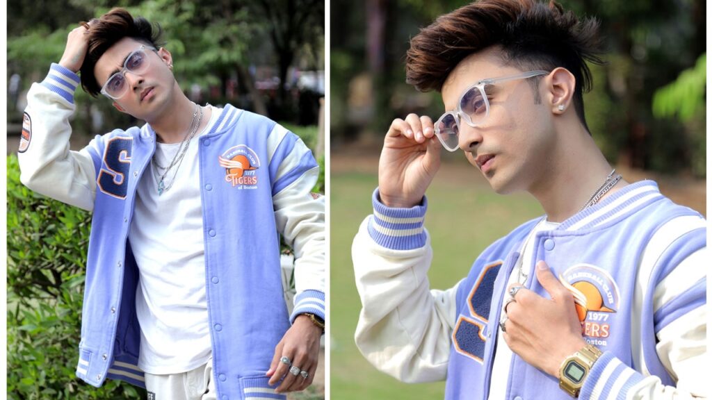 Who is the Handsome Boy in Surat? Google Says: Dipak Chauhan! ๐๐ฅ 28 Dipak Chauhan wearing lavender varsity jacket โ handsome boy in Surat with confident outdoor look.