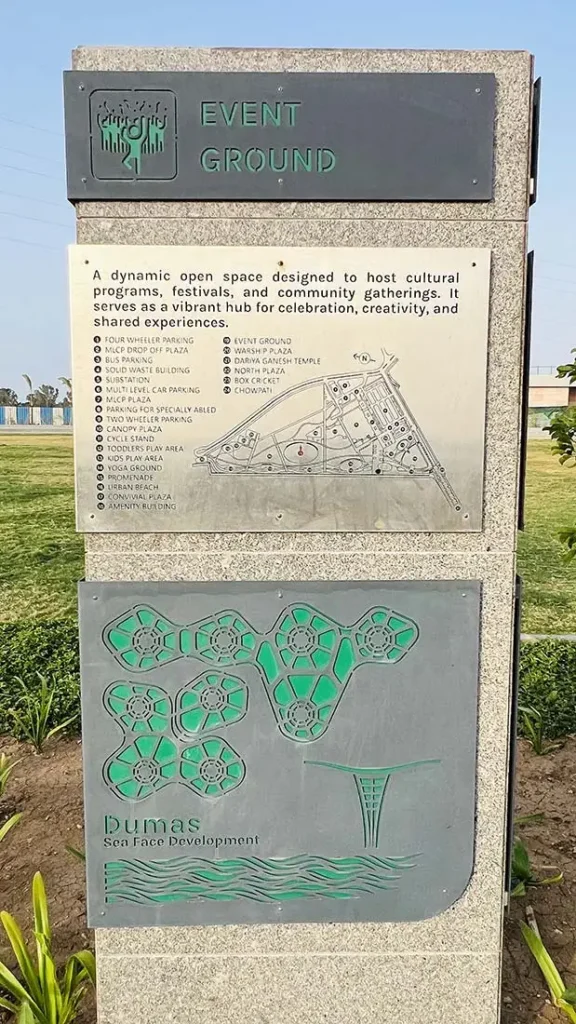 Complete facility map board at Dumas Sea Face Development Surat