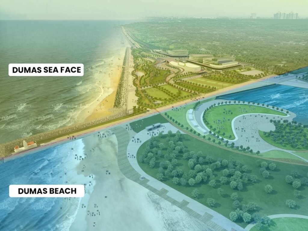 Dumas Sea Face and Dumas Beach layout map showing the new SMC development